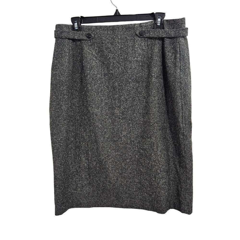Vintage Wool Blend Grey Pencil Skirt. Size 14